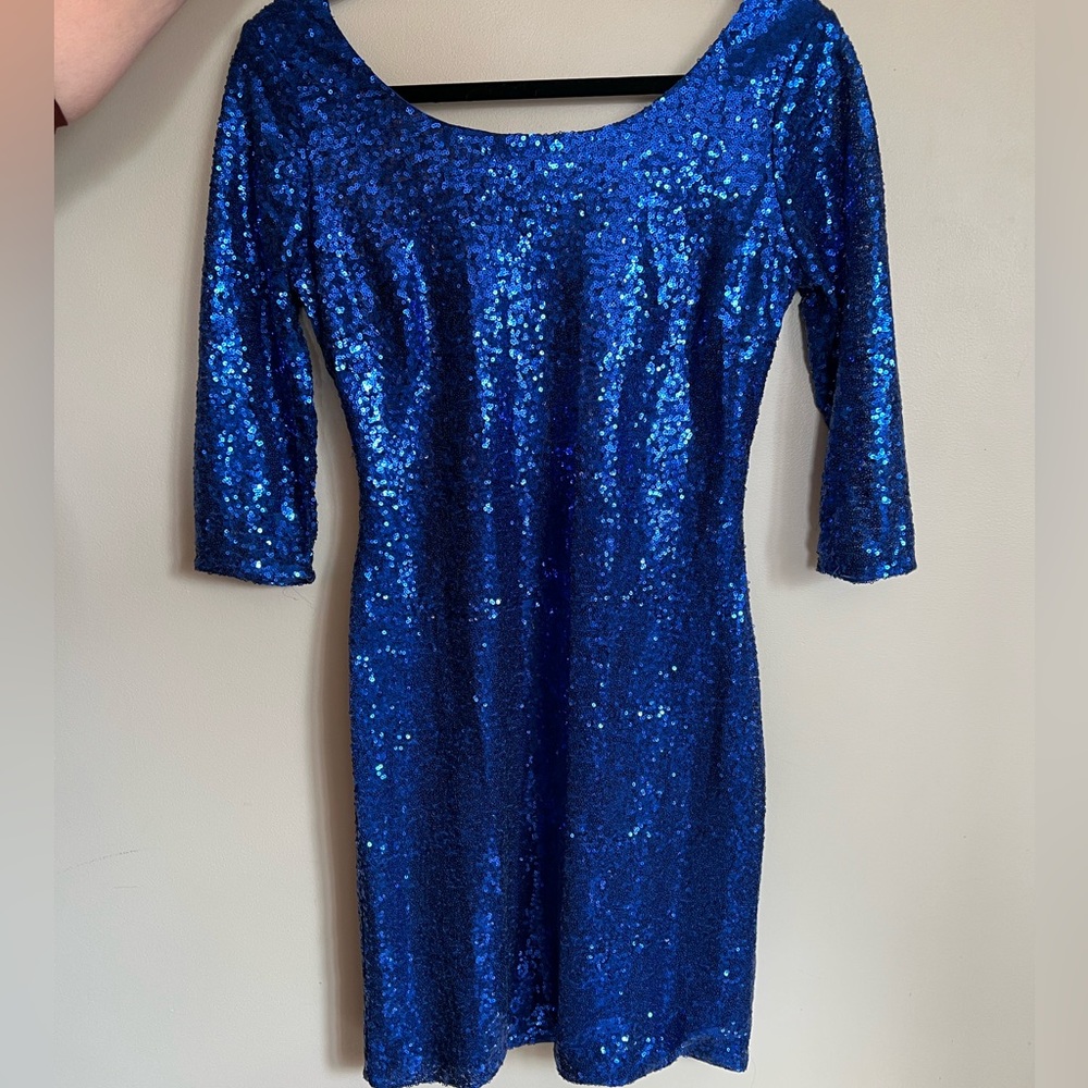 Blue sequin homecoming dress